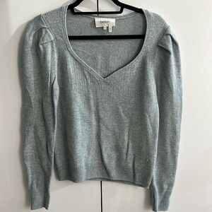 Ba&sh Wool Pleated Puff Sleeve V-Neck Sweater